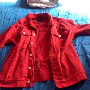 red denim jacket